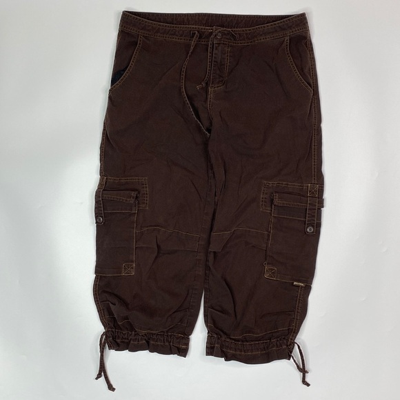 Vintage Prana Brown Cargo Capri Pants Size 10 - Picture 1 of 10